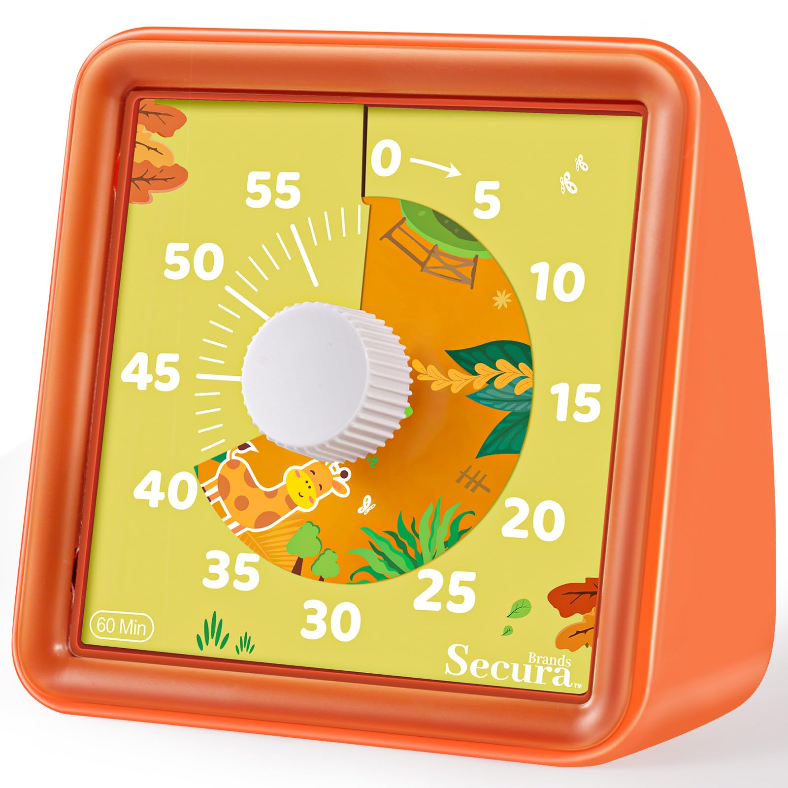 Secura 60-Minute Visual Timer, Countdown Timers for Kids, Time Clocks, Classroom Time Tracker, Time Management Tool (Orange & Orange)