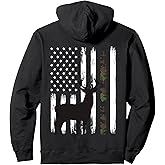 Whitetail Deer Hunting Hunter Buck Camo American Flag USA Pullover Hoodie