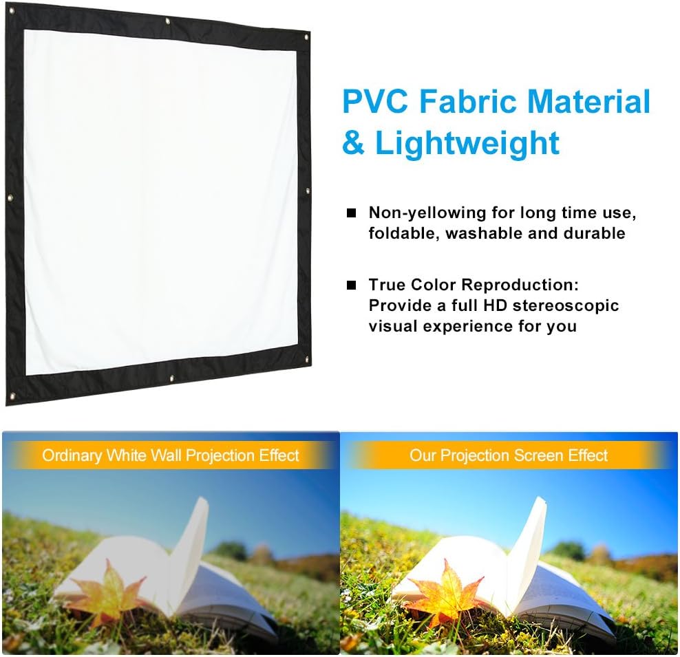 16:9/4:3 HD Matte White Projector Screen Portable Folded Home Theater Cinema Projection Screen With Eyelets For HDTV/Sports/Movies/Presentations (Design : 16:9, Size : 150-inch) - Image 3