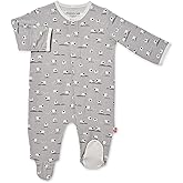 Magnetic Me Footie Pajamas Soft Modal Baby Unisex Sleepwear Quick Magnetic Fastener Sleeper Baa Baa Baby Gray 3-6 Months
