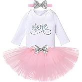 IMEKIS Baby Girls Snowflake 1st Birthday Outfits Romper Tutu Skirt Headband Winter Party Clothes Cake Smash for Photo Props