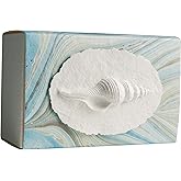 Earth Memorials The Favorite Place Biodegradable Urn for Human Ashes, Large Shell in Mist Urn Box, Water Burial, EcoFriendly, Blue/Metallic Silver Swirl K-124