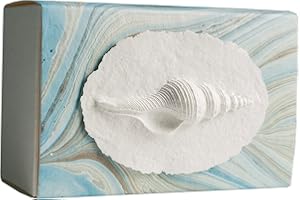 Earth Memorials The Favorite Place Biodegradable Urn for Human Ashes, Large Shell in Mist Urn Box, Water Burial, EcoFriendly, Blue/Metallic Silver Swirl K-124