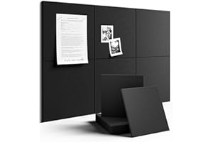 Fluxynara Large Felt Bulletin Board 36" x 24" Cork Board Alternative-6 Pack with 40 Safe Removable Adhesive Tabs, Cork Boards for Walls Cork Board for Home Office Classroom Pin Board - Black