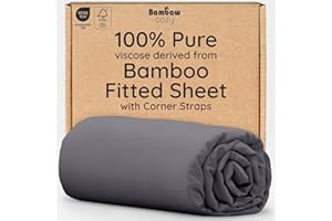 Bambaw 100% Viscose Derived from Bamboo Fitted Sheets King Size, Cooling Fitted Sheets King Size, 16’’ Deep Pocket King Size Fitted Sheet Only, Breathable King Size Bottom Fitted Sheet Only (Charcoal)