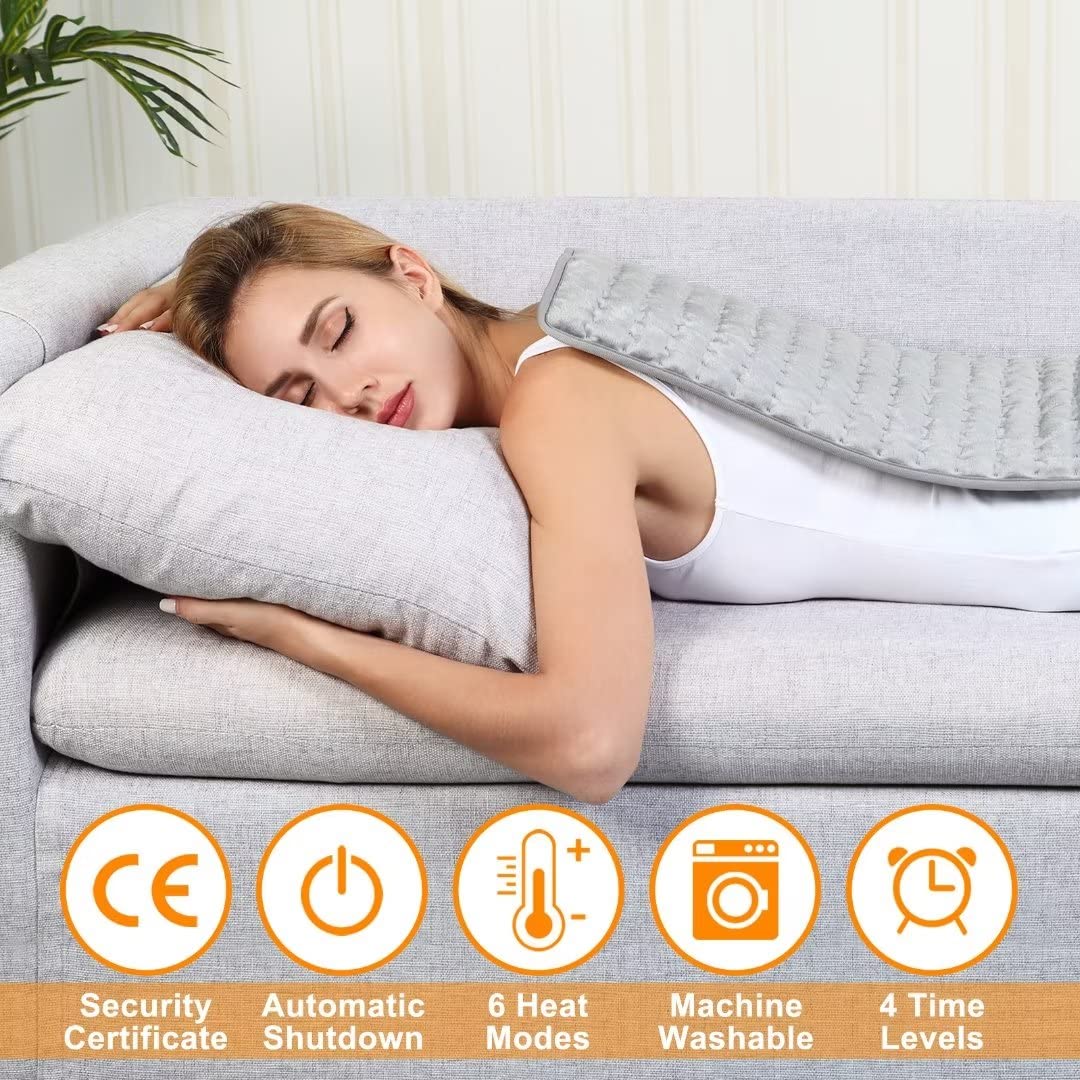 Heating pad, Electric Heat Pad with Automatic Switch-Off and 6 Temperature Levels Heating pad for Back Neck Shoulder Belly Heating Technology - Machine Washable. (12