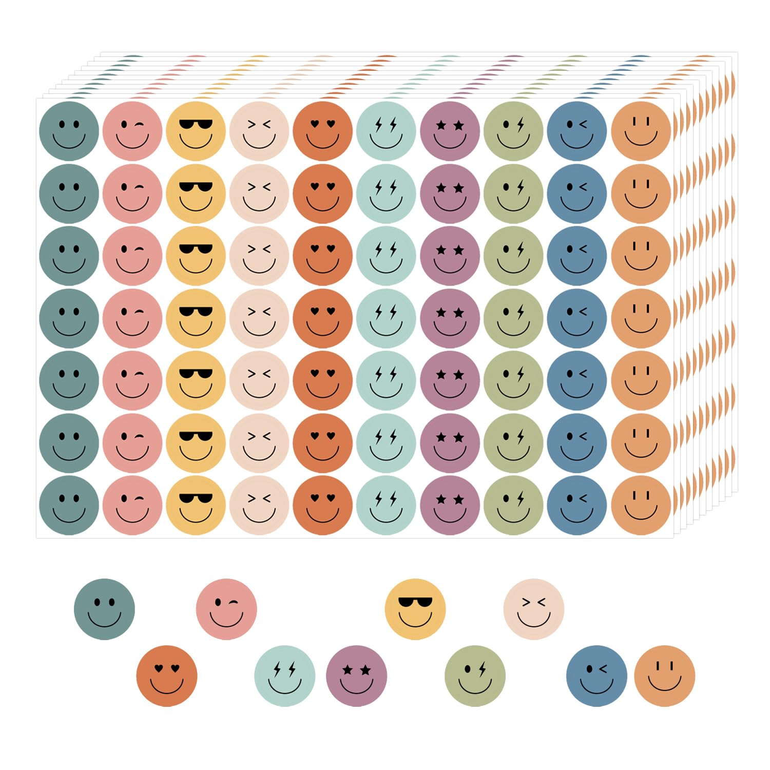 Photo 1 of ANSTROUT 6000 Pieces Boho Happy Smile Face Stickers for School Reward Behavior Chart,3/8 Inch in Diameter Round Bohemian Style Reward Labels 10 Styles Happy Face Stickers for Teachers (50 Sheets)