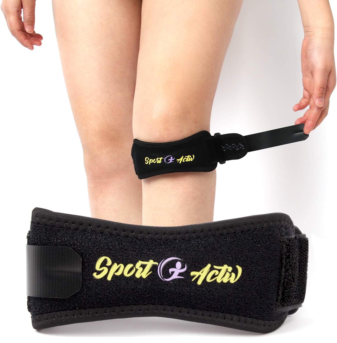 Sport Activ 2-Pack Knee Strap for Knee Pain Relief, Osgood Schlatter Knee Brace, Patellar Tendon Support Strap, Knee Brace for Running, Tendonitis Knee Brace, Jumpers Knee Strap, Squats Knee Strap