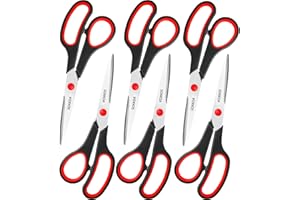 SoaKoa Scissors Set of 6-Pack, 8" Scissors All Purpose Comfort-Grip Handles, Sharp Scissor for Office Home School Craft Sewin