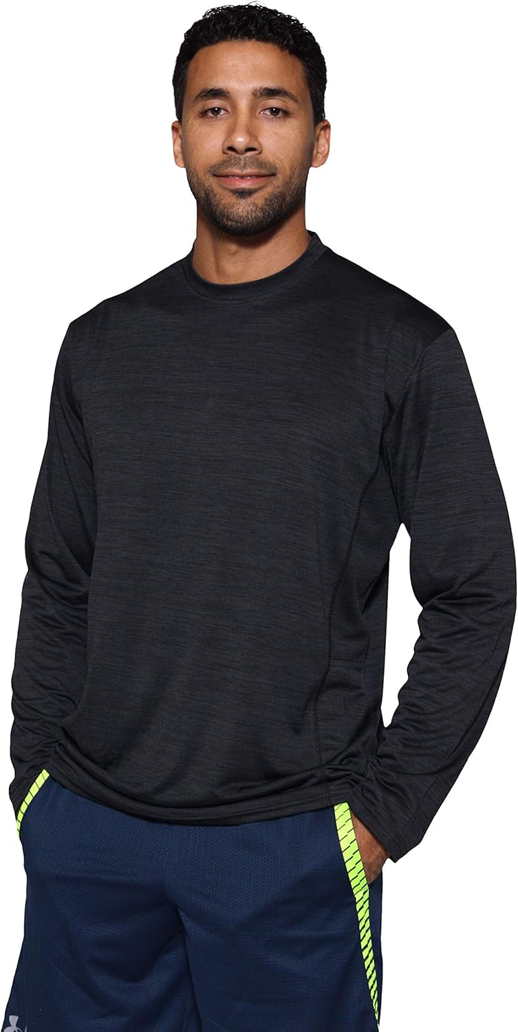 4 Pack: Men's Dry-Fit Moisture Wicking Performance Long Sleeve T-Shirt, UV Sun Protection Outdoor Active Athletic Crew Top at  Men’s Clothing store