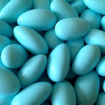Taufmandeln hellblau glänzend 500 g (für mind. 32 Gäste, 0,22 EUR/G) - Gastgeschenke Taufe Bonboniere Kommunion Mitgebsel Kon