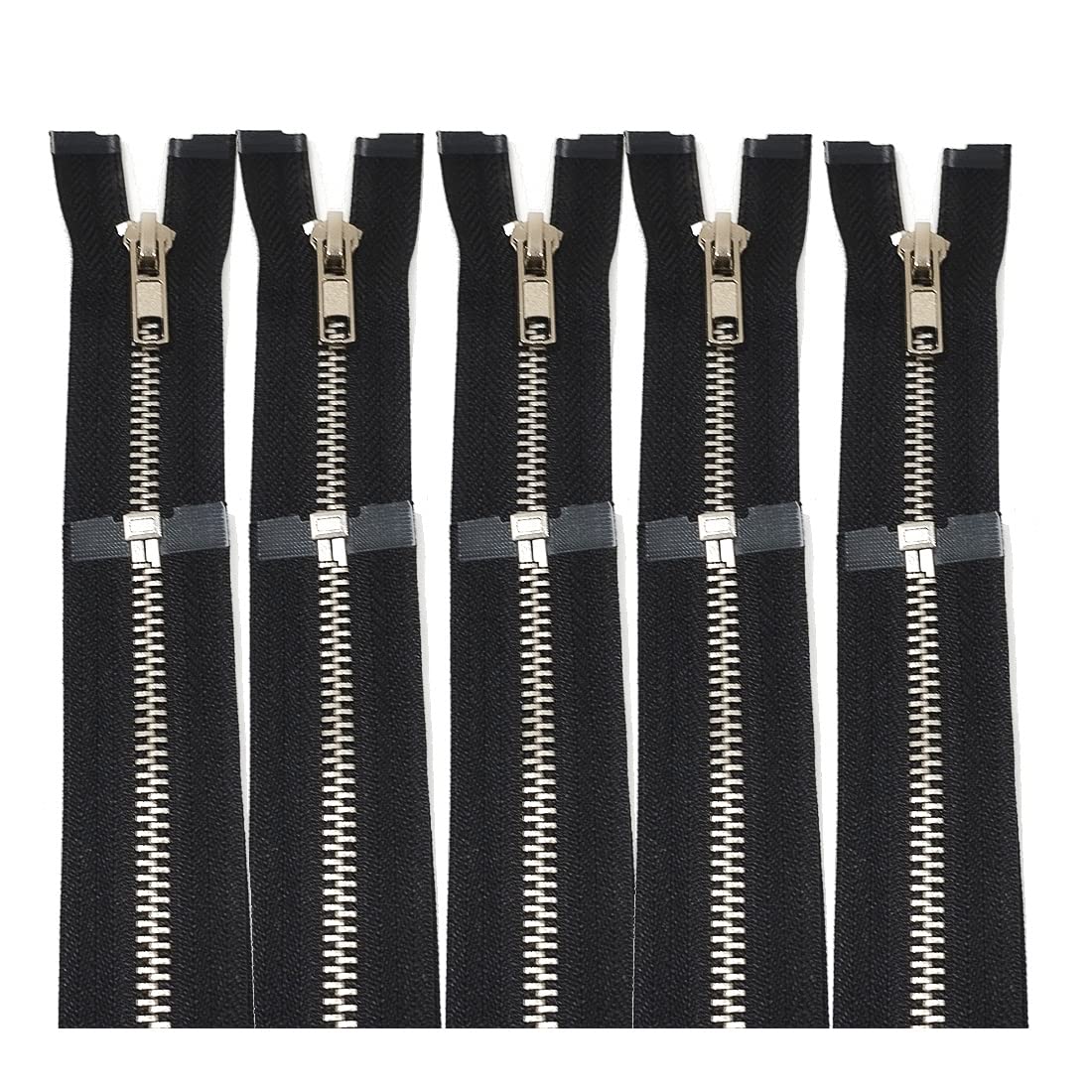 5 Pieces/Open Metal Zippers, Available in Maya 5#, Sewing Zipper, Black, Blue, Gold, Silver, Measurements, Zip for Sewing on Clothes, (75cm 5U, 332)