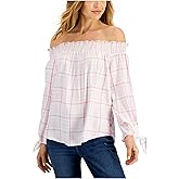 Tommy Hilfiger Womens Striped Off The Shoulder Blouse