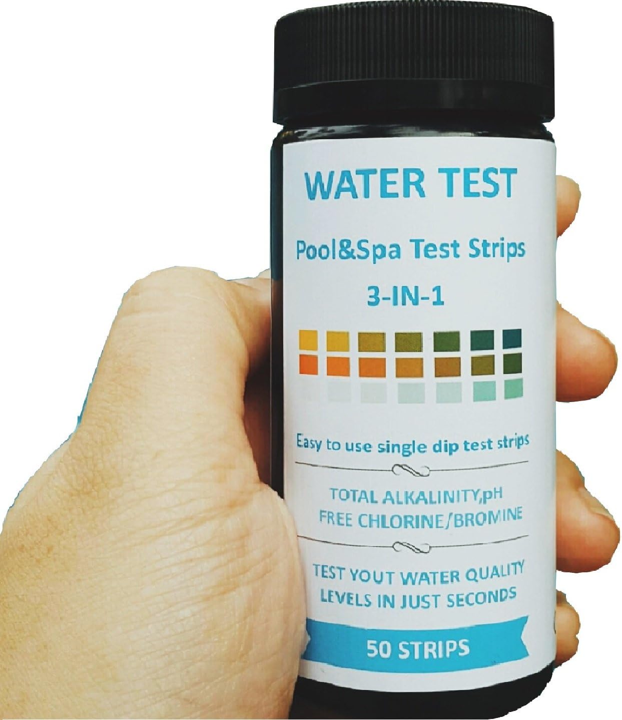 KETO UP 4-Way Pool and Spa/Hot tub Test Strips - 50ct - Free Chlorine, Bromine, Alkalinity, pH Tests
