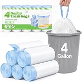 Delxo 4 Gallon 200 Counts Drawstring Trash Bags Small Garbage Bags White | Tear-Free, Leakproof, Strong Garbage Can Liners, Fit 12 - 15 Liter Waste Bins for Home Bathroom Office Car Everyday Use