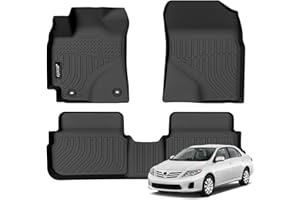 Jenofa-Floor Mats for Corolla 2009-2013 Floor Liner All Weather Car Mats Custom Fit Waterproof Durable TPE Rubber High Edge Protection Mat for 2012 Corolla Accessories Black