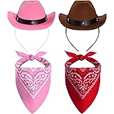 Haakong Mini Cowgirl Hat for Women Cowboy Hat With Bandana Cowgirl Accessories Halloween Western Party Supplies