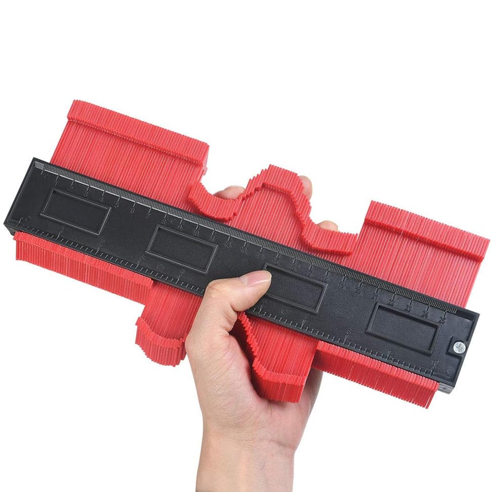 SULIVES 6 Inch Profile Gauge Tool, Contour Gauge Duplicator Set for Carpets, Tiles, Flower Strips - Red, 14cm Marking Gauge Woodworking Tools