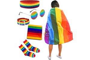 ALODIDAE Gay Pride Stuff LGBTQ Accessories Rainbow Cape Flag Headband Bandana Sunglasses Bracelet Socks for Lesbian Pansexual Men Women