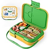 BOZ Safari Bento Lunch Box Toddler to Kids - 4 Compartment, Leak Proof, Dishwasher Safe