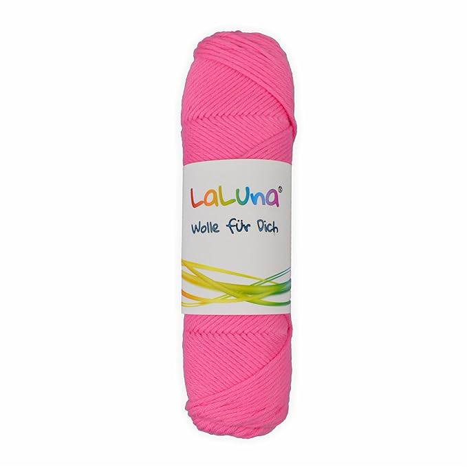 Creleo 791969 Wolle uni Serie'Florida', 100% Baumwolle, Häkelgarn Schulgarn Topflappengarn, 50 g, rosa