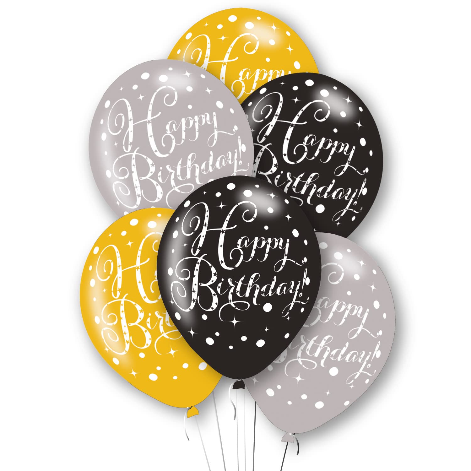 Amscan 9900731 - Gold Sparkling Celebration Happy Birthday 11 Inch Latex Balloons - 6 Pack
