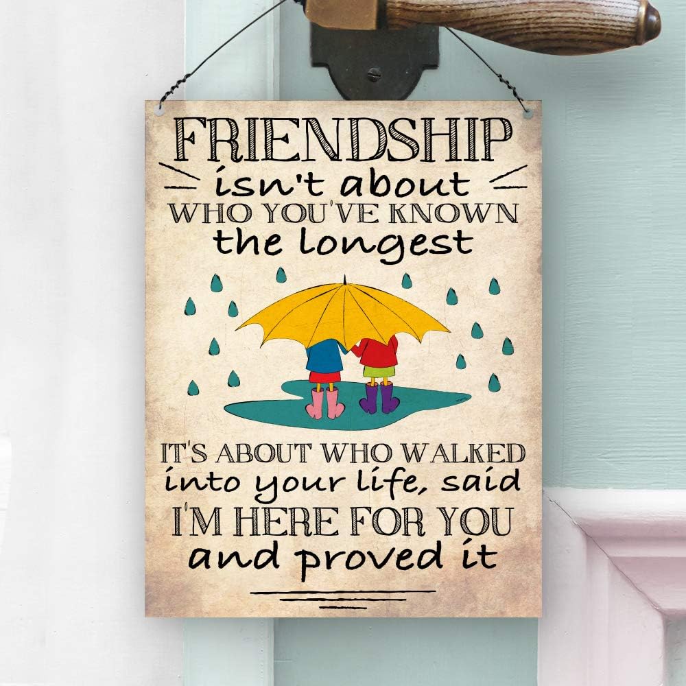 Dorothy Spring Gift Friendship Isn't About Who You've Known The Longest Saying Wall Metal Sign & Plaque with Message for Friend Quote for Bestie Present Wall Decoration Keepsake 15x20cm - Image 3