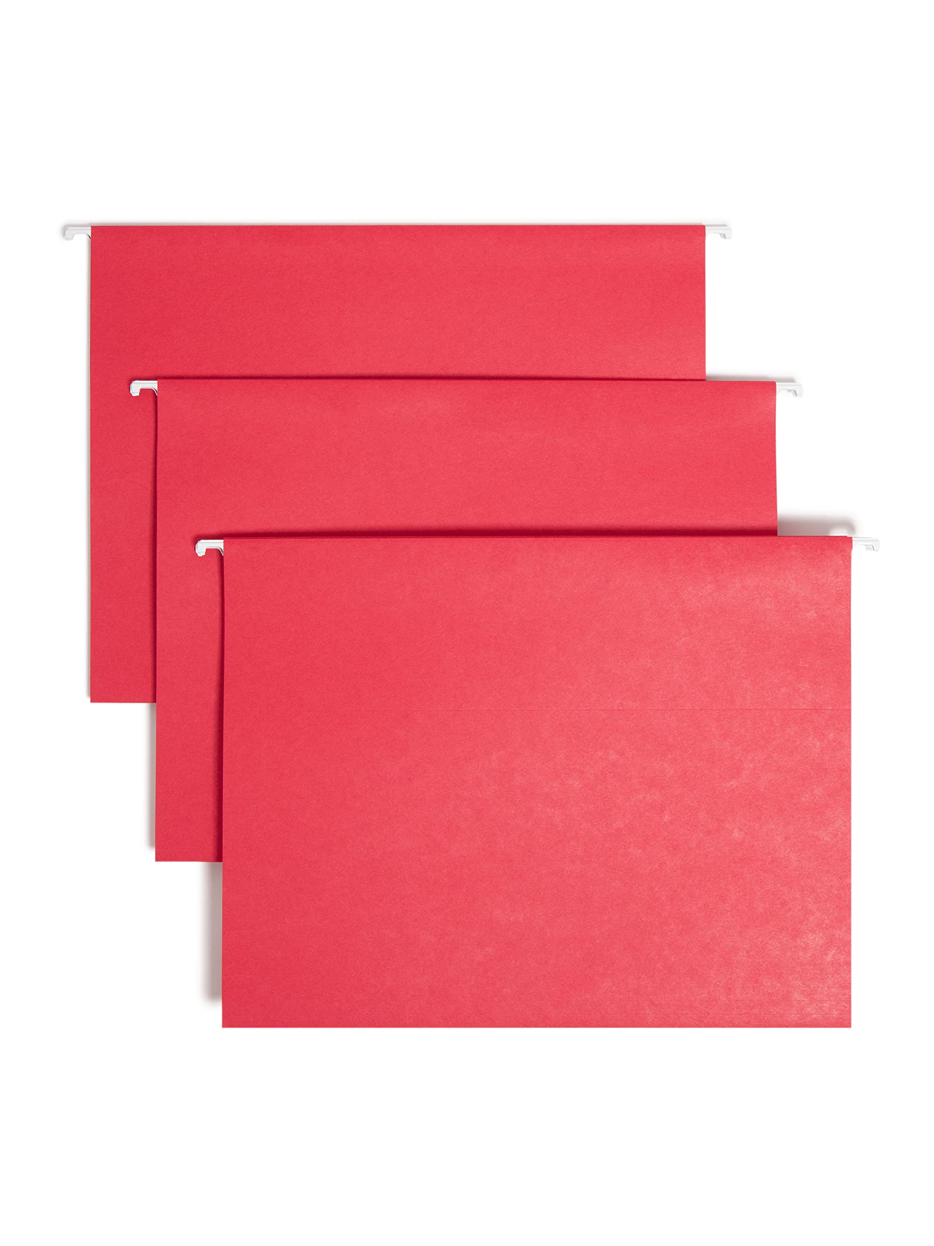 Smead TUFF® Hanging File Folder with Easy Slide™ Tab, 1/3-Cut Sliding Tab, Letter Size, Red, 18 per Box (64043)