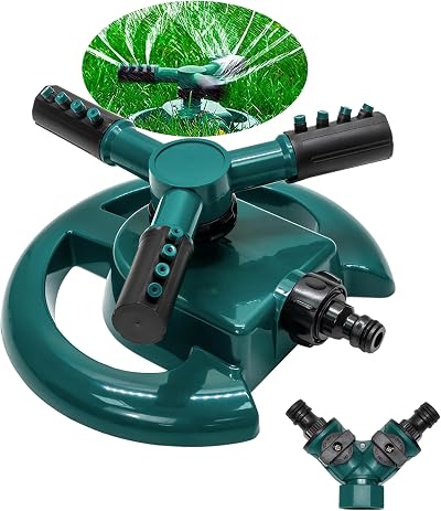Green Haven 360 Degree Sprinkler with 3 Arms Garden Hose Attachment