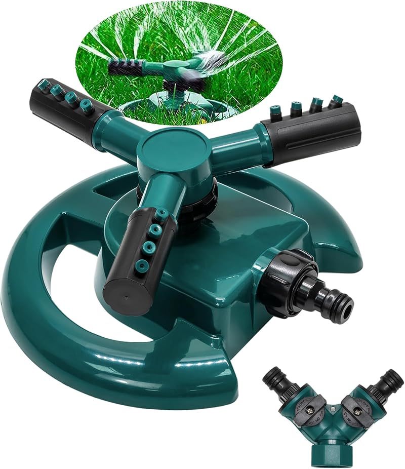 Green Haven 360 Degree Sprinkler with 3 Arms Garden Hose Attachment
