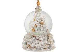 Elanze Designs Revolving Christmas Tree 100MM Sturdy Wind Up Musical Glitter Water Snow Globe Tabletop Dresser Nightstand Figurine Decoration Plays Tune Jingle Bells
