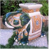 International Caravan Furniture Piece Large Porcelain Elephant Stool