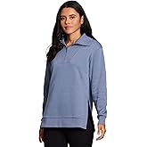 RBX Active Women's Fleece Sweatshirt, Blended Cotton Fleece Tunic Pullover Relaxed Fit Adjustable Neck Sweater