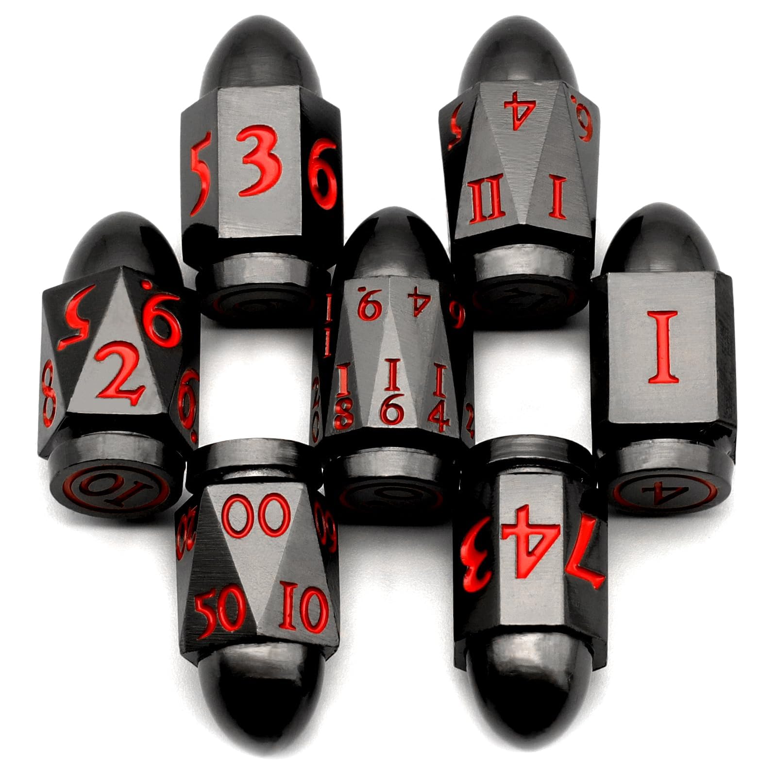 DND Dice Set for Dungeons and Dragons, ZHOORQI Bullet Metal Dice Set, 7Pcs/Set Polyhedral Dices for D&D Role Playing Games（7-Gun Red） — image 1