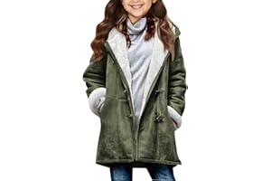 Ayolanni Girls Winter Coats Fuzzy Fleece Lined Jacket Youth Faux Suede Coat for Teen Winter Warm Hooded Outwear Kids Clothes