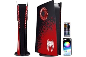 FORMLESSEMPIRE Faceplate for PS5 Side Shell Plates PlayStation 5 Digital Edition Console Replacement Accessory Case Cover Black Plate Anti-Scratch Dust Cover Skin Protector (Spider with LEDs (Digital Edition))