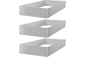 FRIZIONE 3pcs 4x2ft Galvanized Raised Garden Bed Outdoor,Above Ground Garden Bed for Vegetable,Metal Raised Beds for Flower,S