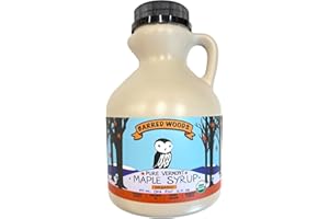 BARRED WOODS Pure Vermont Organic Maple Syrup - One Pint Jug (16 oz) - Grade A Dark Robust (Former Grade B)