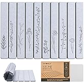 INFISIBLE Foldable Stone Bath Mat - 24x16, Super Absorbent Diatomaceous Earth Large Bath Mats for Bathroom, Quick Dry Non-Slip Stone Drying Mats for Kitchen Counter & Bathtub (Light Gray Floral Decor)