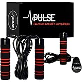Weighted Jump Rope (1LB) With Memory Foam Handles and Thick Speed Cable - For fitness workouts at home, cardio, boxing and MMA, CrossFit, endurance training, Jumping Exercise. PULSE ATHLETICS.