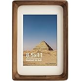 Natural Wood Photo Frames Inspired Tabletop Picture Frame with Mat, Vertical or Horizontal Display (Walnut, 8.5x11 matted to 6x8)