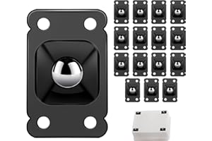 WUHER 16 PCS Mini Casters Wheels Self-Adhesive Stainless Steel Paste Universal Wheel 360 Degree Rotation Storage Box Furniture Bins Bottom Trash Can Caster (Black)