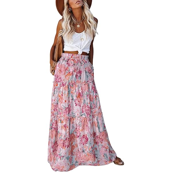 Summer Skirts BRDFRL Maxi Skirt For Women Floral Boho Flowy