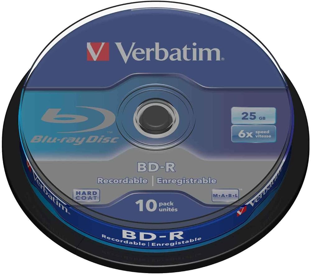 Verbatim BD-R Single Layer Blu-ray Disc 25GB 6x Speed Scratch Protection 10
