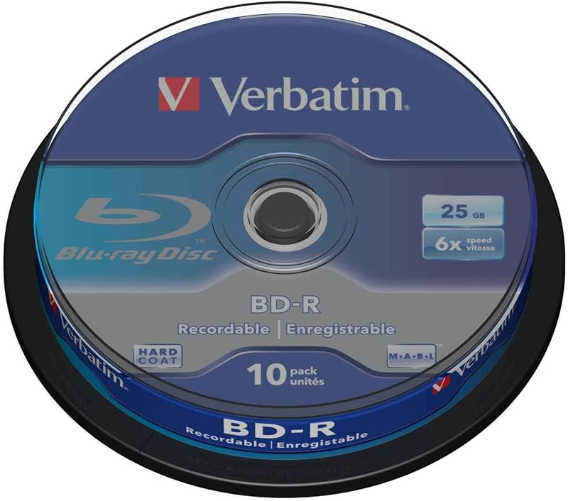 Verbatim BD-R Single Layer Blu-ray Disc 25GB 6x Speed Scratch Protection 10