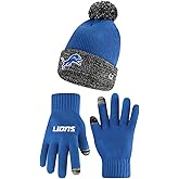 Ultra Game NFL Unisex Kids Super Soft Two Tone Winter Beanie Knit Hat with Extra Warm Touch Screen Gloves