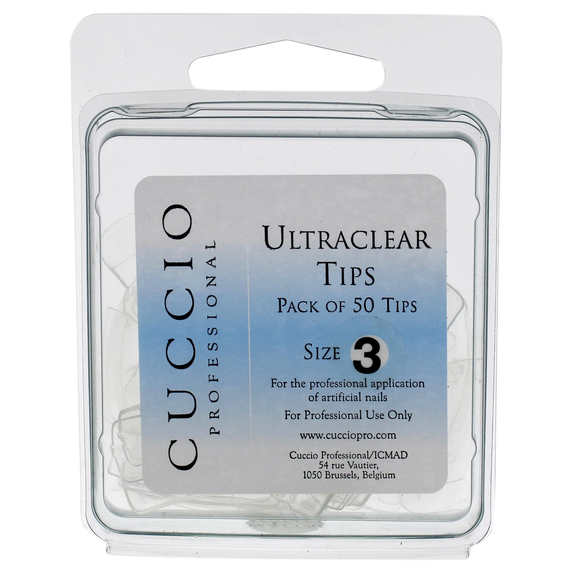 Cuccio Pro - Ultraclear Tips - 3 - for Women - Acrylic Nails - 50 Pc
