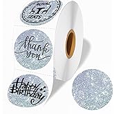 WONLABEL 2''2'' Circle Thermal Label, Multipurpose Round Stickers for Business and Home, Direct Thermal Printer Label for DIY Logo Design, Thanks Card, 500 Labels/1 Roll Silver