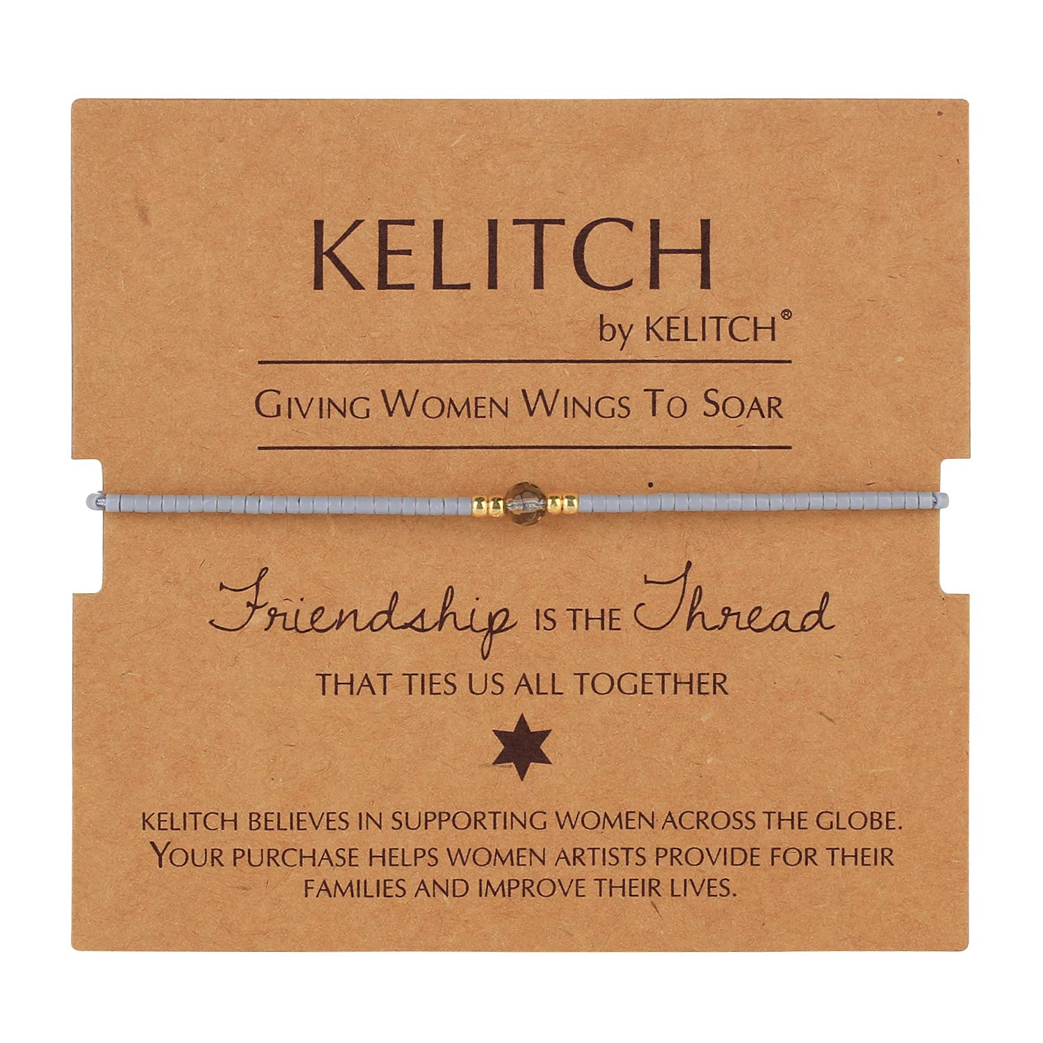 KELITCH Crystal Gems Mix Beaded Friendship Bracelets Charm Adjustable Bracelet New Jewelry (Grey 1)