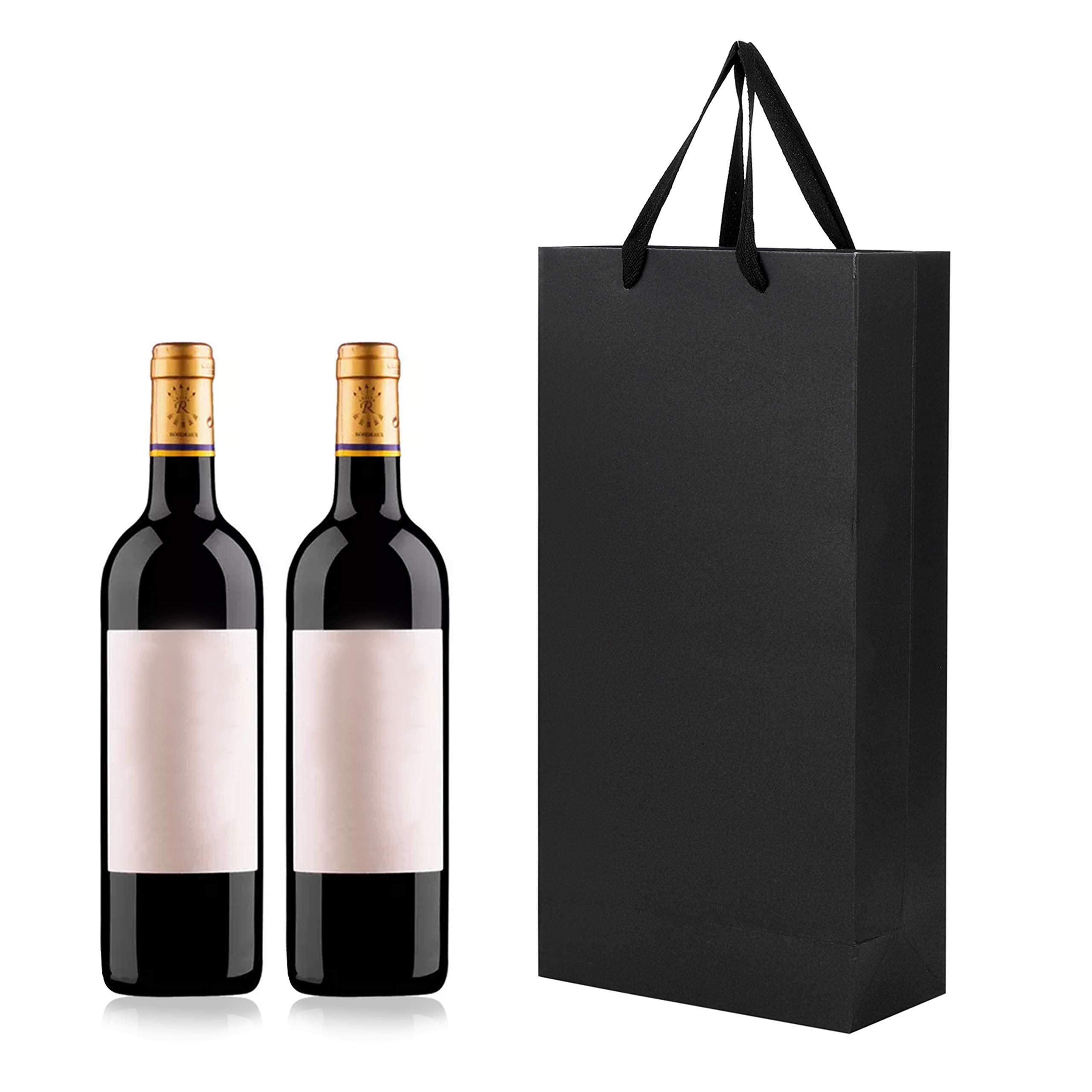 ITODA 10PCS Wine Gift Bags Double Bottles Gift Bags Reusable Sturdy Wine Tote Bag Champagne Bag with Handle for Birthday, Christmas, Wedding, Party, Shopping, Retail Merchandise,Housewarming